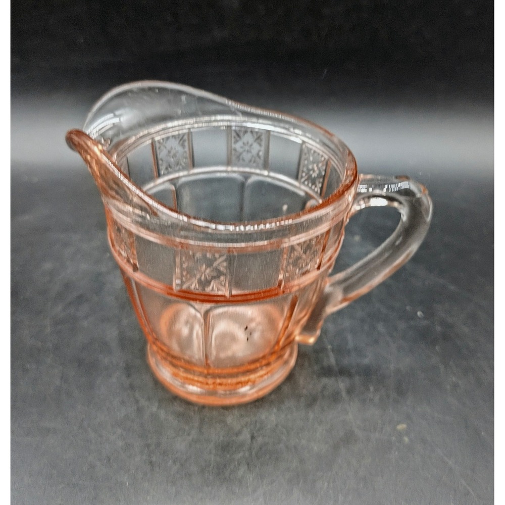 Jeanette Glass Windsor Pink Depression Glass Creamer Pitcher 1930s Art Deco